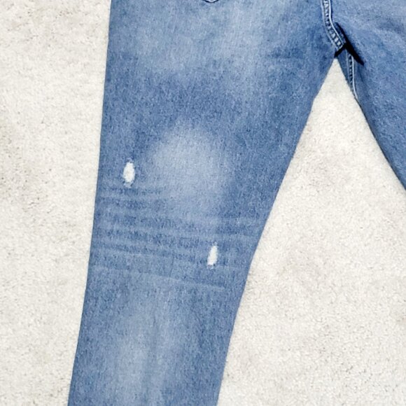 Zara Man Jeans Men 34 Blue Slim Tapered Distressed Embroidered Patchwork Denim - Picture 11 of 16